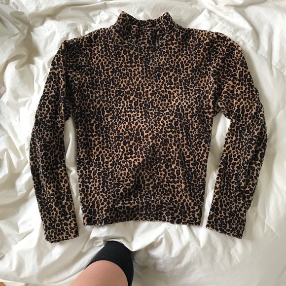 cheetah print mock neck